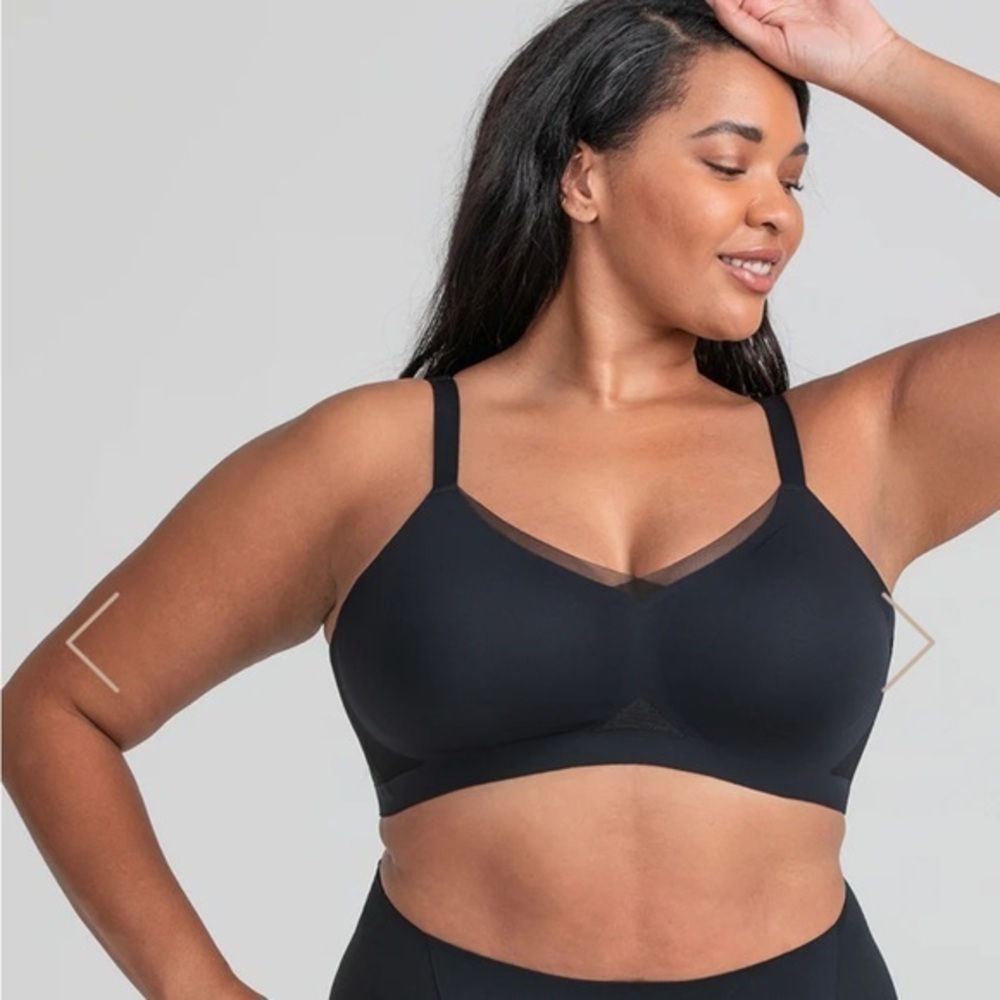 Honeylove Crossover Bra Black Wireless Mesh Convertible Size XL Vamp